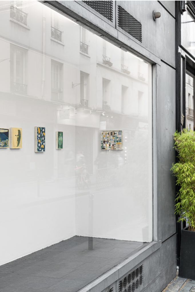 Installation window view of Pierre Bellot's solo exhibition, Front Yard, at Galerie l'inlassable.