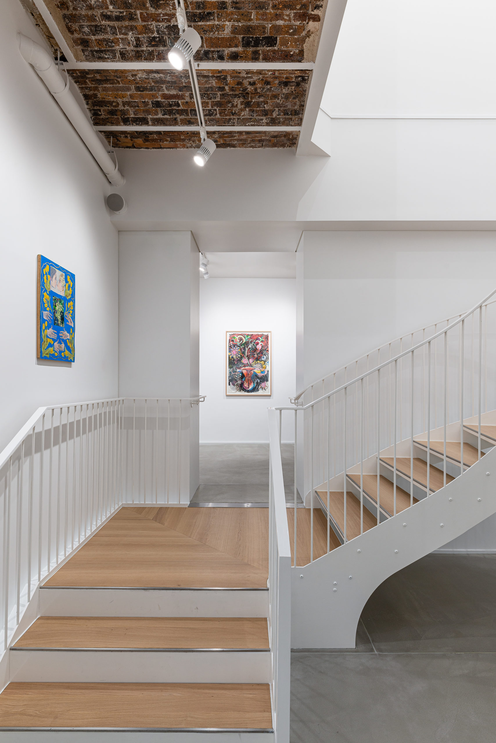 Installation view of 2011-2021 galerie l'inlassable exhibition, for the tenth anniversary of the Galerie L’inlassable. Works entitled "Oda a la primavera" by Francisco Pinzón Samper and "sans title" by Frédérique Loutz