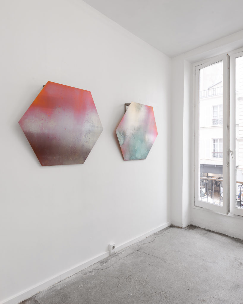 Installation view of Caroline Corbasson's solo exhibition, à ta Recherche, at Monteverita Galerie. Work entitled "JWST."